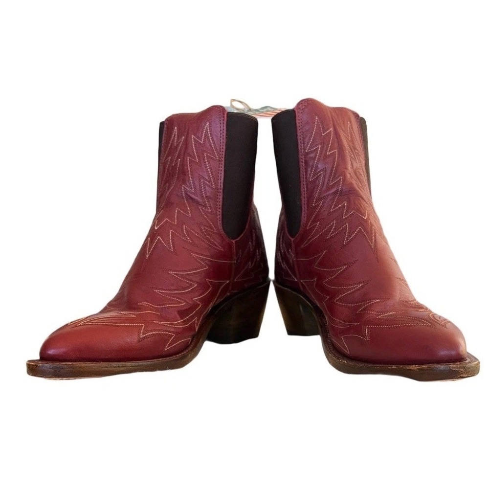 Double RL Ralph Lauren Lottie Red Leather Cowboy Boots 8.5B Made in USA New